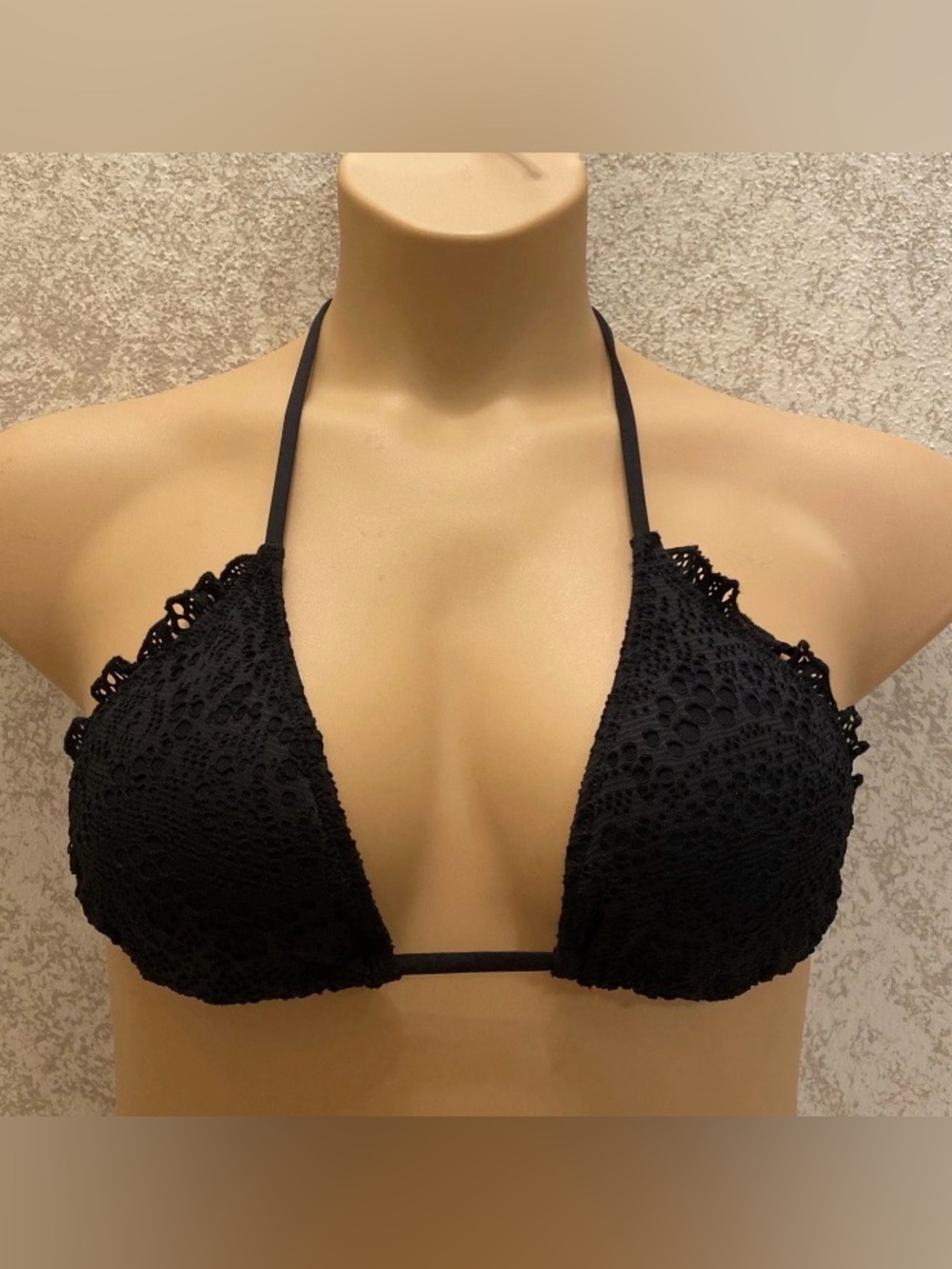 Mossimo Supply Co. Black Crochet Halter Triangle Bikini Top
